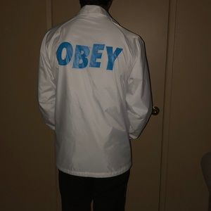 White obey windbreaker